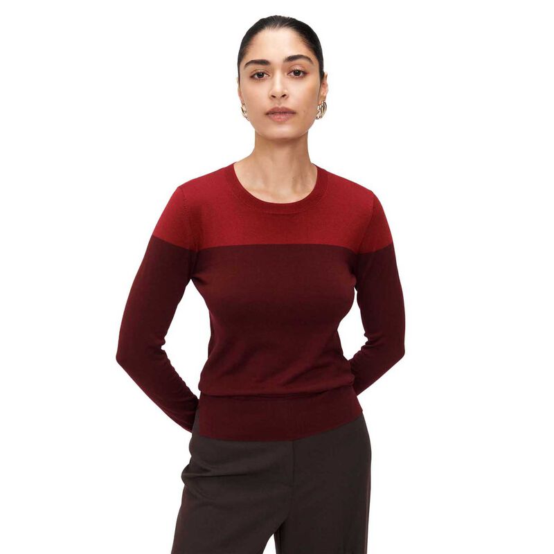 Veronika Maine Burgundy Spliced Long Sleeve Knit image number 0